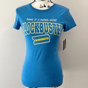 NWT Blockbuster "Make it a Movie Night" T-Shirt Blue XS
